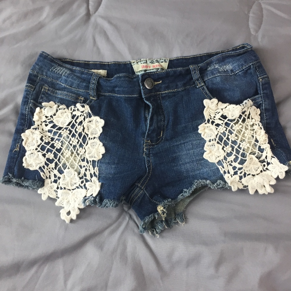 Hot Kiss Denim and Lace Shorts Size 11